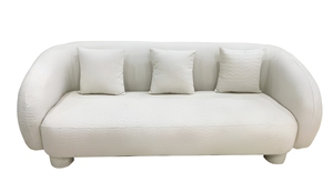 Canapé trois places moderne en tissu bouclé avec accoudoirs incurvés et dossier rembourré pour salon - Product Image 1