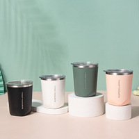 Mug à café simple et portable en acier inoxydable à double paroi isolé sous vide de 300 ml avec couvercle