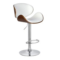 Tabouret de bar moderne en bois courbé et rembourré, réglable en hauteur et pivotant, pour cuisine, café, îlot de cuisine et salon