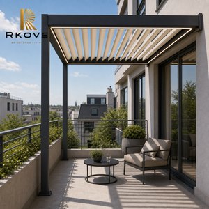 Pérgola de Aluminio de 3x3m para Montar en la Pared con Iluminación LED Cálida, Toldo para Balcón de Apartamento Urbano, RK-C1 - Product Image 4