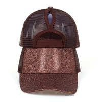 Chapeaux à queue de cheval pailletée Casquette de baseball réglable et brillante Casquette à visière Ponycaps