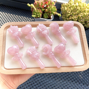 <span class=keywords><strong>Baguette</strong></span> <span class=keywords><strong>magique</strong></span> personnalisée en cristal de quartz rose pierres de guérison en forme de lune cristaux naturels de haute qualité pour cadeau - Product Image 4