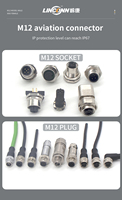 Connecteur industriel mâle/femelle LINCONN M12 IP67 étanche à 4 broches, en laiton nickelé, avec gaine de câble PUR, certifié CE
