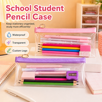 Estuche de Lápices Transparente Ligero Personalizado de Calidad, Estuche de PVC Duradero e Impermeable para Estudiantes, Organizador de Papelería