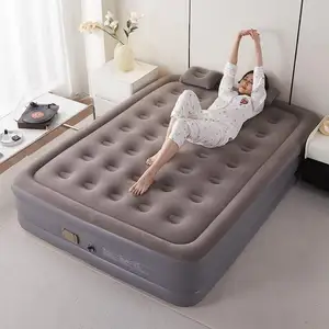 Colchón de aire inflable de tamaño king para interior y exterior, colchón de aire para dormir para acampar con almohada integrada
