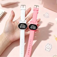 Gelang Fashion Tali Silikon Kelinci Lucu Layar Bulat Desain Menawan Jam Tangan untuk Anak-anak Jam Tangan Digital Kartun