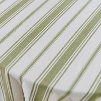 Nappe ronde personnalisée en polyester/lin rayé vert sauge pour événements extérieurs, mariages, fêtes et location