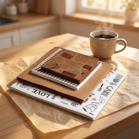 Papier sulfurisé biodégradable imprimé sur mesure, résistant à la graisse et à l'huile, de qualité alimentaire, pour emballage de biscuits et gâteaux, vente en gros