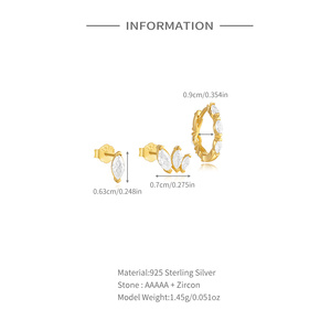 Juego de Aretes de Oro, Joyería de Moda, Aretes Geométricos con Zirconia en Forma de Ojo de Caballo para Chicas - Product Image 4
