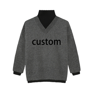 Suéter de Punto Casual con Cuello Alto y Diseño de Bloques de Color, Estilo Dos en Uno, Novedad de Invierno - Product Image 1