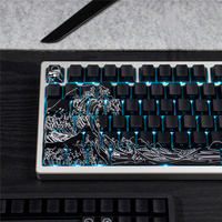 Berbagai Versi Ukiyo-e Keycap Merah/Putih/Hitam Biru Profil Cherry PBT Sisi Transparan untuk Keyboard Mekanik GH60/GK61/68