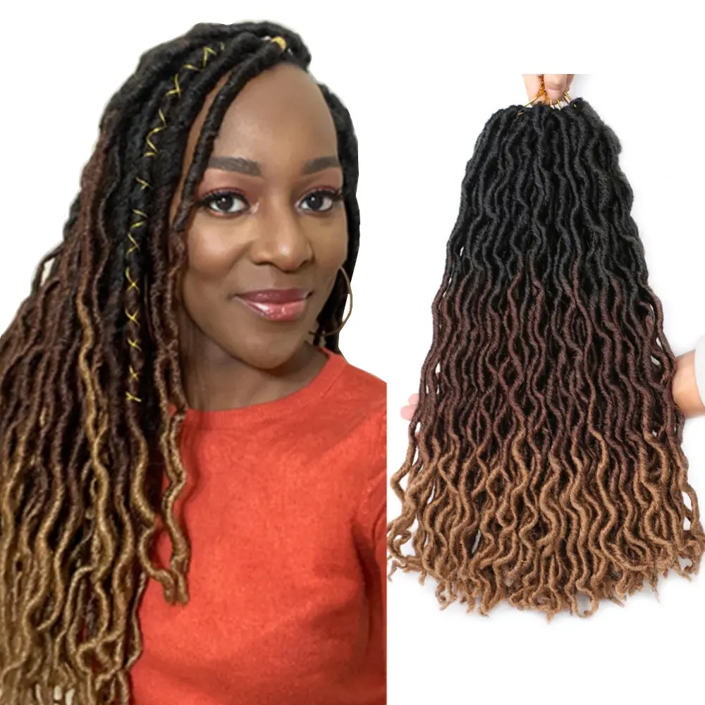 Africa Synthetic Goddess Faux Locs Gypsy Locs Extension Braiding Wavy Curly Crochet Dreadlock Braid Hair