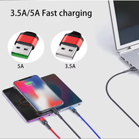 Câble de données de chargeur rapide 5a 1.2M 3 en 1 câble de charge rapide tressé en nylon iPhone pour Samsung pour Huawei 3 1 câble de données de type c
