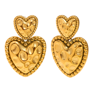 Pendientes de tuerca de corazón de amor de acero inoxidable Vintage, pendientes de mujer chapados en oro de 18 quilates, joyería para fiestas, venta al por mayor - Product Image 1