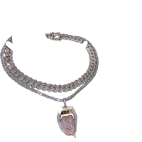 Precio Mayorista Directo de Fábrica: Collar Gargantilla con Colgante de Corazón Iced Out y Cadena Tipo Tenis para Mujer, Joyería de Moda Estilo Hip Hop y Rapper, Regalo