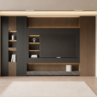 Meubles TV rustiques en MDF gris avec unité flottante LED pour salon, consoles multimédias, fabrication OEM sur mesure