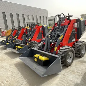Pequeno Trator Front End Loader HT360 Mini Skid Steer Loader com Anexos Log Grapple Trencher Auger Ripper