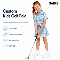 Meisjes Jeugd Golf Polo Shirt Loose Fit Geweven Stof 100% Katoen Print Design Borduurwerk Logo Vierweg Stretch Performance Kleding