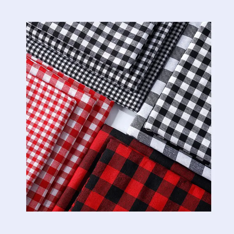 LS309 흑백 빨간색과 흰색 작은 사각형 셔츠 식탁보 수제 diy 패브릭 폴리 에스터 코튼 격자 무늬 패브릭