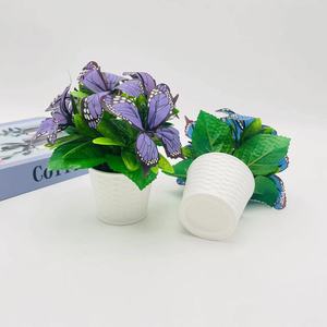 Bonsaï Papillon Artificiel Paulon 17cm, Plante en Pot Décorative pour la Maison, le Bureau, l'Ornement de Bureau, Jaune, Violet, Bleu, Rose, Blanc - Product Image 3