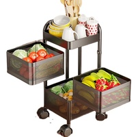 Chariot de cuisine multifonctionnel à 3 niveaux, étagère de cuisine rotative à 360 degrés support de rangement pour fruits et légumes chariot utilitaire carré de cuisine