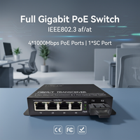 Convertisseur de média fibre optique TiNCAM 10/100/1000 Mbps 4 ports PoE 1 SC 20KM SM Duplex 4 RJ45 Gigabit Plug and Play pour CCTV