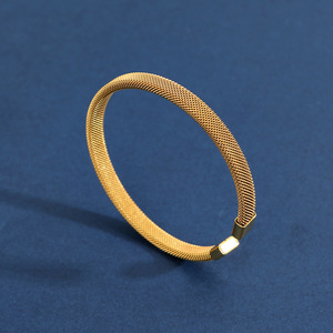 Bracelet élastique plaqué or 18 carats pour hommes et femmes, bijoux en acier titane, style urbain, tendance hip-hop - Product Image 3