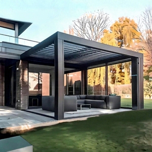 Pergola à lames orientables haute résistance au vent pour bar sur toit, structure en aluminium robuste, gazebo pour immeuble de grande hauteur, jardinage commercial et aménagement de cour. - Product Image 3