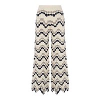 Fabricant de tricots personnalisé printemps été haut rayé plissé et pantalon évasé droit en coton crocheté ensemble de style décontracté