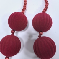 Perles floquées géantes en forme de citrouille - ABS velours rouge CE Noël Mardi Gras en vrac