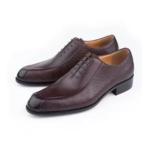Chaussures habillées formelles de mariage pour hommes, élégantes et personnalisées, faites à la main, en cuir véritable, lacets, scellées en haut, hauteur - Product Image 1