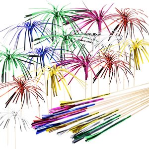100pcs Cocktail Drinks Picks Firework Sticks 100 Pcs Cake Toppers Bamboo Toothpicks for Cake Topper Decoration Party Supplies