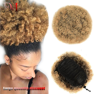 Queue de cheval <span class=keywords><strong>africaine</strong></span> de 8 pouces <span class=keywords><strong>avec</strong></span> cordon de serrage, accessoire pour <span class=keywords><strong>chignon</strong></span>, queue de cheval, cheveux protéinés en soie ignifuges pour filles noires - Product Image 3