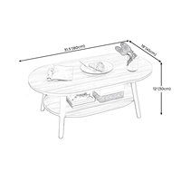 Table basse ovale en bois à 2 niveaux, moderne, durable et mobile, avec rangement, pour salon - Meilleures ventes