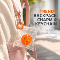 Jouet Squishy Orange Mandarine Doux à Presser, Fruit d'Agrumes Anti-Stress avec Porte-clés et Pochette Transparente pour Enfants et Adultes – Vente au Détail