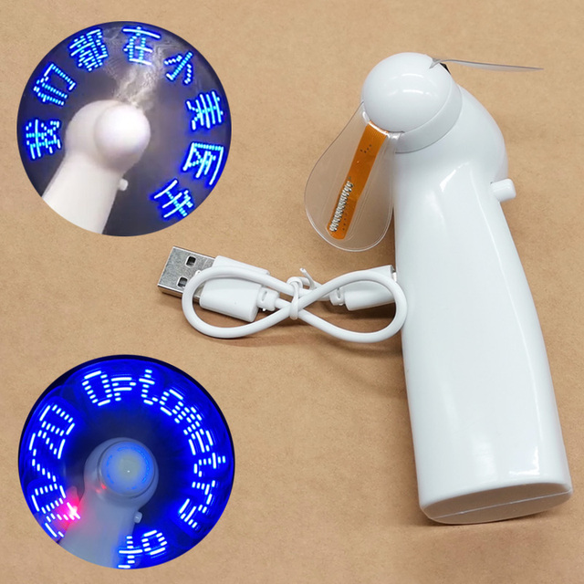 USB Charging Advertising LED Message Flashing Portable Fan Rechargeable Handheld LED Text Fan