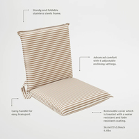 Nouvelle chaise de plage pliante légère et confortable pour l'extérieur, rembourrée, pour le camping, le pique-nique, la pelouse, avec 6 positions réglables