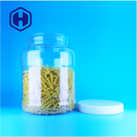 Pot en plastique PET rond à large ouverture de qualité alimentaire avec couvercle à clapet blanc sans BPA, étanche pour bonbons, collations, biscuits, nouilles, aliments pour bébés