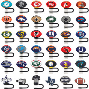 Grosir Penutup Sedotan Silikon PVC 10mm Gaya Tim Sepak Bola Amerika Baru - Product Image 1