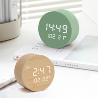 Réveil numérique LED rond en bois Emaf pour bébé, accessoires de table, décoration de chambre, horloge électronique de table