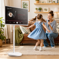 Televisor Inteligente Portátil de 32 Pulgadas con Soporte, Monitor con Pantalla Táctil FHD sobre Ruedas, Android 15, 8GB + 128GB para Hogar/Camping/Oficina