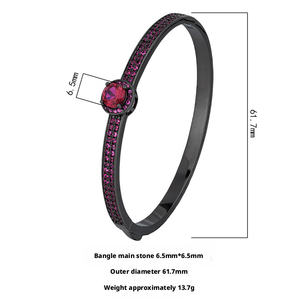 Bracelets et Joncs Éco-responsables en Cuivre Plaqué Or <span class=keywords><strong>Noir</strong></span> avec Corindon Rouge 6,5 mm et Zircone Spinel Bleue – Idéal pour un Cadeau Haut de Gamme - Product Image 2