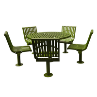 Table de pique-nique commerciale d'extérieur en acier avec chaise à l'extérieur Restaurant Jardin Patio Table à manger externe en métal et ensemble de chaises