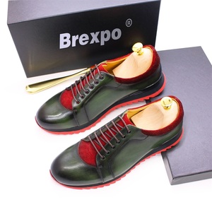 Chaussures Décontractées <span class=keywords><strong>Homme</strong></span> <span class=keywords><strong>Tendance</strong></span> <span class=keywords><strong>2022</strong></span> en Cuir Véritable Lacées, Baskets Sport en Cuir de Vache Fait Main à Semelle Rouge et Blanche - Product Image 6