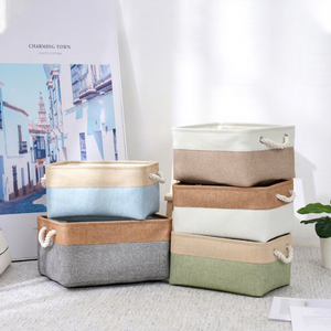 Caja de Almacenamiento Rectangular Plegable de Tela con Cuerda de Lino, para Organización de Ropa y Juguetes, Uso en Escritorio, Otoño 2024 - Product Image 1