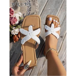 FOXA Tongs pour femmes à perles et étoiles de mer, sandales à bout ouvert antidérapantes pour la plage et l'été - Product Image 5