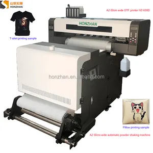 Máquina de impresión de ropa de camiseta A2 60cm DTF rentable de fábrica con máquina de agitación de polvo de fusión en caliente automática
