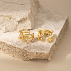 <b>Cuff</b> <b>Earrings</b> Geometric Gold Zinc Alloy Open <b>Ear</b> <b>Cuffs</b> Minimalist Style For Women Fashion Jewelry - Product Image 1