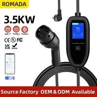 Chargeur de voiture électrique portable standard Plug & Charge, charge programmée, 16A 3.5KW AC Type 2, protection IP54, avec contrôle par application
