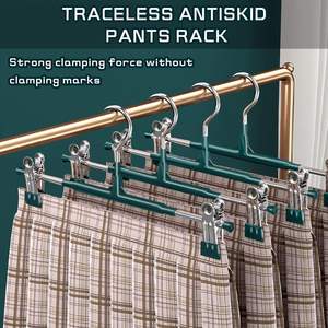 Multi <b>Stackable</b> Durable Space Saving Metal Skirt Hangers for Skirts and Pants with Clips <b>Wardrobe</b> Use - Product Image 3